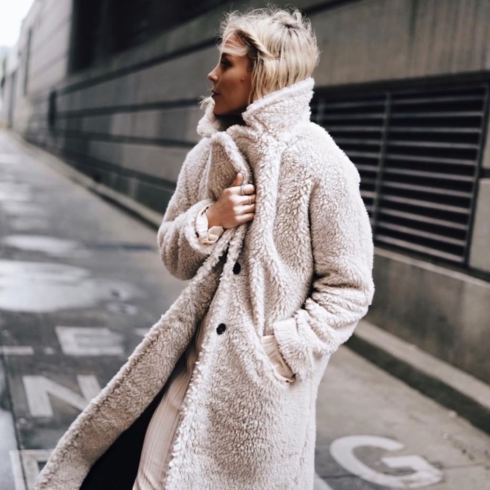 Bash Paris teddy Johnny coat off white size 1